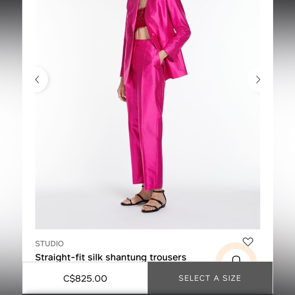 MaxMara Studio Silk Shantung Fuchsia Straight-fit Trousers Sz 8 - Picture 6 of 7